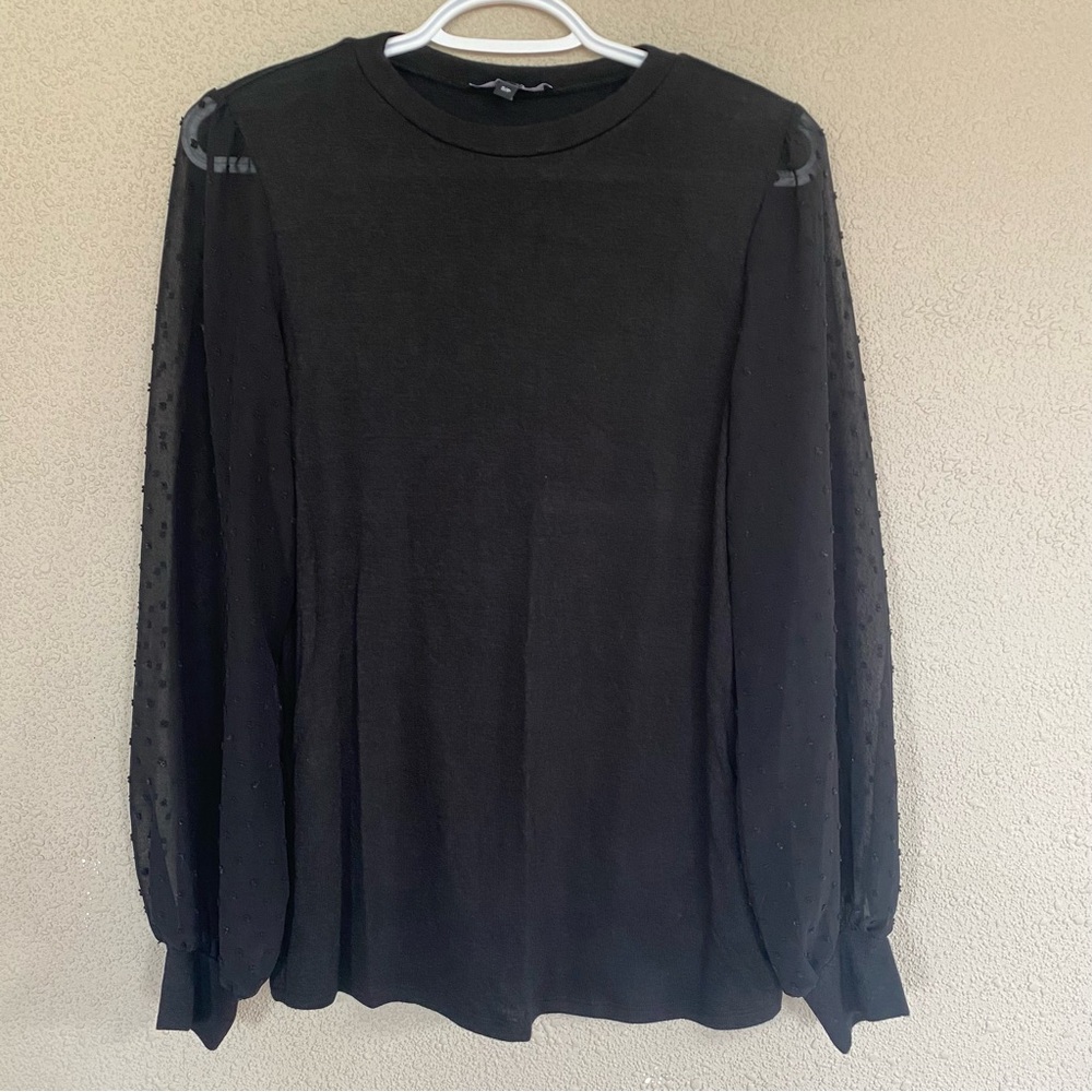 Lily Morgan sheer puff sleeve top